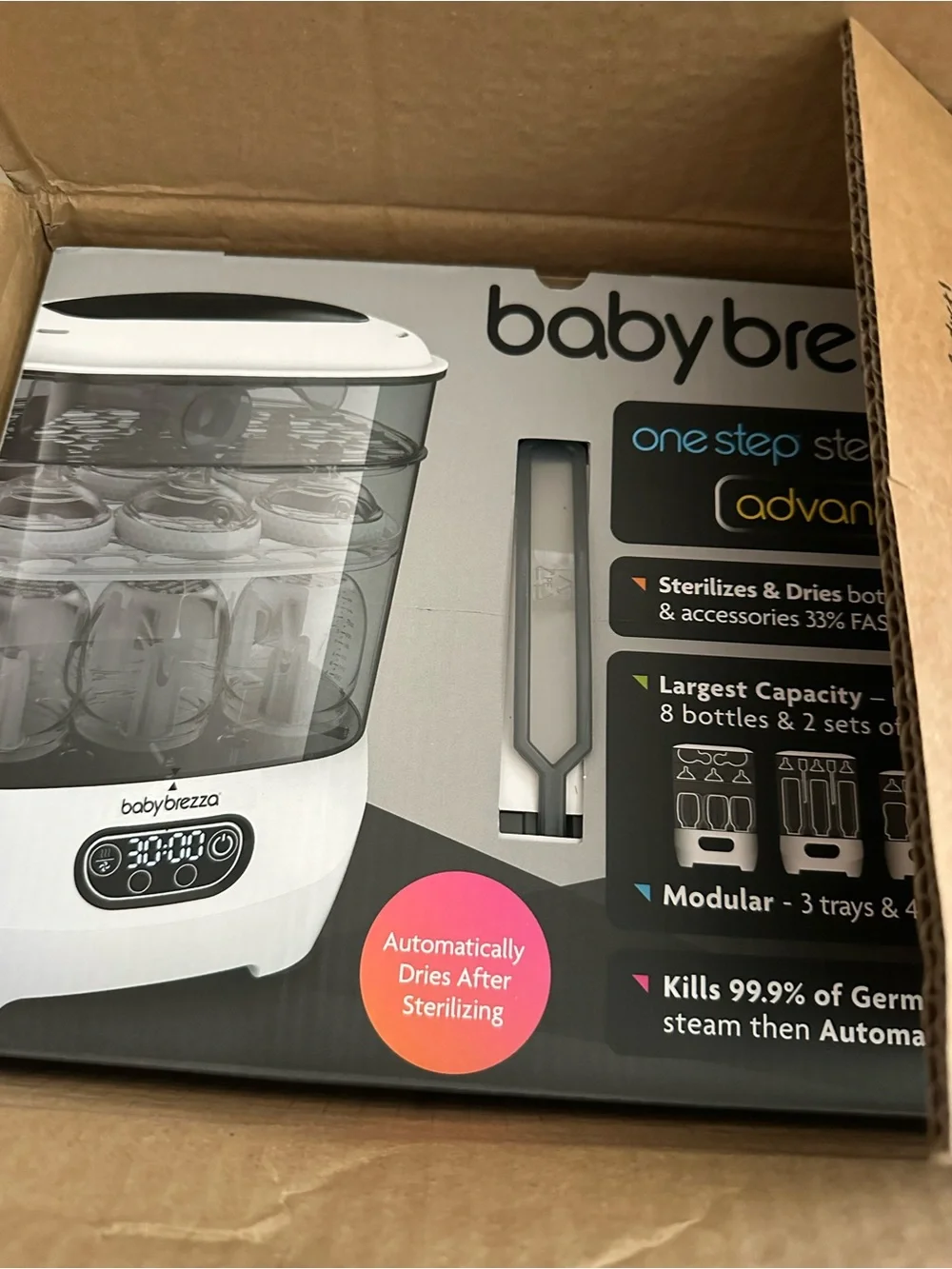 Baby Brezza White Electric Bottle Sterilizer with Digital Display